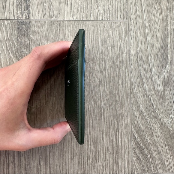 🆕 Authentic YSL Unisex Dark Green Pebbled Leather Credit Card Holder Wallet - Picture 8 of 11